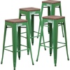 image:imageFlash Furniture Lily 30 High Backless Black Metal Barstool with Square Wood SeatGreen