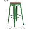 image:imageFlash Furniture Lily 30 High Backless Black Metal Barstool with Square Wood SeatGreen