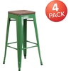 image:imageFlash Furniture Lily 30 High Backless Black Metal Barstool with Square Wood SeatGreen