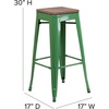 image:imageFlash Furniture Lily 30 High Backless Black Metal Barstool with Square Wood SeatGreen