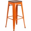 image:imageFlash Furniture Lily 30 High Backless Black Metal Barstool with Square Wood SeatOrange