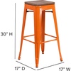 image:imageFlash Furniture Lily 30 High Backless Black Metal Barstool with Square Wood SeatOrange