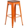 image:imageFlash Furniture Lily 30 High Backless Black Metal Barstool with Square Wood SeatOrange