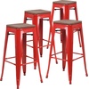 image:imageFlash Furniture Lily 30 High Backless Black Metal Barstool with Square Wood SeatRed