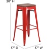 image:imageFlash Furniture Lily 30 High Backless Black Metal Barstool with Square Wood SeatRed