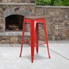 image:imageFlash Furniture Lily 30 High Backless Black Metal Barstool with Square Wood SeatRed