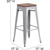 image:imageFlash Furniture Lily 30 High Backless Black Metal Barstool with Square Wood SeatSilver