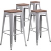 image:imageFlash Furniture Lily 30 High Backless Black Metal Barstool with Square Wood SeatSilver