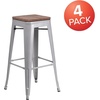 image:imageFlash Furniture Lily 30 High Backless Black Metal Barstool with Square Wood SeatSilver