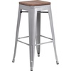 image:imageFlash Furniture Lily 30 High Backless Black Metal Barstool with Square Wood SeatSilver