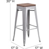 image:imageFlash Furniture Lily 30 High Backless Black Metal Barstool with Square Wood SeatSilver