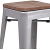 image:imageFlash Furniture Lily 30 High Backless Black Metal Barstool with Square Wood SeatSilver