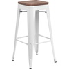 image:imageFlash Furniture Lily 30 High Backless Black Metal Barstool with Square Wood SeatWhite