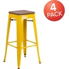 image:imageFlash Furniture Lily 30 High Backless Black Metal Barstool with Square Wood SeatYellow