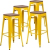 image:imageFlash Furniture Lily 30 High Backless Black Metal Barstool with Square Wood SeatYellow