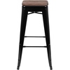 image:imageFlash Furniture Lily 30 High Metal Indoor Bar Stool with Wood Seat in Teal  Stackable Pack of 4Black