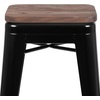 image:imageFlash Furniture Lily 30 High Metal Indoor Bar Stool with Wood Seat in Teal  Stackable Pack of 4Black