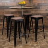 image:imageFlash Furniture Lily 30 High Metal Indoor Bar Stool with Wood Seat in Teal  Stackable Pack of 4Black