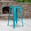 image:imageFlash Furniture Lily 30 High Metal Indoor Bar Stool with Wood Seat in Teal  Stackable Pack of 4Crystal Tealblue