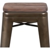 image:imageFlash Furniture Lily 30 High Metal Indoor Bar Stool with Wood Seat in Teal  Stackable Pack of 4Gun Metal