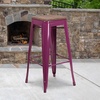 image:imageFlash Furniture Lily 30 High Metal Indoor Bar Stool with Wood Seat in Teal  Stackable Pack of 4Purple