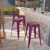 image:imageFlash Furniture Lily 30 High Metal Indoor Bar Stool with Wood Seat in Teal  Stackable Pack of 4Purple