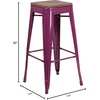 image:imageFlash Furniture Lily 30 High Metal Indoor Bar Stool with Wood Seat in Teal  Stackable Pack of 4Purple