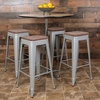 image:imageFlash Furniture Lily 30 High Metal Indoor Bar Stool with Wood Seat in Teal  Stackable Pack of 4Silver