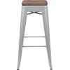 image:imageFlash Furniture Lily 30 High Metal Indoor Bar Stool with Wood Seat in Teal  Stackable Pack of 4Silver
