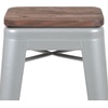 image:imageFlash Furniture Lily 30 High Metal Indoor Bar Stool with Wood Seat in Teal  Stackable Pack of 4Silver