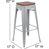 image:imageFlash Furniture Lily 30 High Metal Indoor Bar Stool with Wood Seat in Teal  Stackable Pack of 4Silver
