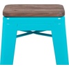 image:imageFlash Furniture Lily 30 High Metal Indoor Bar Stool with Wood Seat in Teal  Stackable Pack of 4Teal