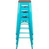 image:imageFlash Furniture Lily 30 High Metal Indoor Bar Stool with Wood Seat in Teal  Stackable Pack of 4Teal
