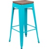 image:imageFlash Furniture Lily 30 High Metal Indoor Bar Stool with Wood Seat in Teal  Stackable Pack of 4Teal