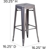 image:imageFlash Furniture Lincoln 30 High Backless Clear Coated Metal Indoor Barstool with Square SeatSet of 1