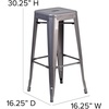 image:imageFlash Furniture Lincoln 30 High Backless Clear Coated Metal Indoor Barstool with Square SeatSet of 4