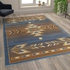 image:imageFlash Furniture Lodi Collection Southwestern Area Rug  Low Pile Brown Olefin Rug  2 x 3 Area Rug  Jute Backing  Hallway Entryway Bedroom Living RoomBlue