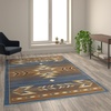 image:imageFlash Furniture Lodi Collection Southwestern Area Rug  Low Pile Brown Olefin Rug  2 x 3 Area Rug  Jute Backing  Hallway Entryway Bedroom Living RoomBlue