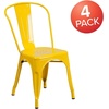 image:imageFlash Furniture Luke Commercial Grade 4 Pack Yellow Metal IndoorOutdoor Stackable Chair