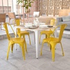 image:imageFlash Furniture Luke Commercial Grade 4 Pack Yellow Metal IndoorOutdoor Stackable Chair