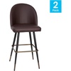 image:imageFlash Furniture Lyla Commercial Grade Modern Armless Barstools  Black LeatherSoft Upholstery  30 Barstool  Contoured Backrest  Steel Frame amp Footrest  Set of 2Brown Leathersoft