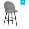 image:imageFlash Furniture Lyla Commercial Grade Modern Armless Barstools  Black LeatherSoft Upholstery  30 Barstool  Contoured Backrest  Steel Frame amp Footrest  Set of 2Gray Faux Linen