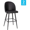 image:imageFlash Furniture Lyla Commercial Grade Modern Armless Barstools  Black LeatherSoft Upholstery  30 Barstool  Contoured Backrest  Steel Frame amp Footrest  Set of 2Black Leathersoft
