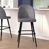 image:imageFlash Furniture Lyla Commercial Grade Modern Armless Barstools  Black LeatherSoft Upholstery  30 Barstool  Contoured Backrest  Steel Frame amp Footrest  Set of 2Gray Faux Linen