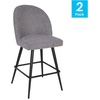 image:imageFlash Furniture Lyla Commercial Grade Modern Armless Counter StoolsGray Faux Linen Upholstery26 BarstoolContoured BackrestSteel Frame amp FootrestSet of 2
