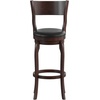 image:imageFlash Furniture Nichola Commercial Classic Open Back Barstool  Antique Oak Finish Wood Frame  Black LeatherSoft Seat  Bar Height  360 Swivel Seat  FootrestBlack VinylEspresso Frame