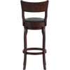 image:imageFlash Furniture Nichola Commercial Classic Open Back Barstool  Antique Oak Finish Wood Frame  Black LeatherSoft Seat  Bar Height  360 Swivel Seat  FootrestBlack VinylEspresso Frame