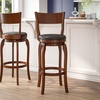 image:imageFlash Furniture Nichola Commercial Classic Open Back Barstool  Antique Oak Finish Wood Frame  Black LeatherSoft Seat  Bar Height  360 Swivel Seat  FootrestBlack VinylAntique Oak Frame