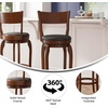 image:imageFlash Furniture Nichola Commercial Classic Open Back Barstool  Antique Oak Finish Wood Frame  Black LeatherSoft Seat  Bar Height  360 Swivel Seat  FootrestBlack VinylAntique Oak Frame