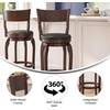 image:imageFlash Furniture Nichola Commercial Classic Open Back Barstool  Antique Oak Finish Wood Frame  Black LeatherSoft Seat  Bar Height  360 Swivel Seat  FootrestBlack VinylEspresso Frame